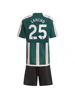 Otroški Nogometna dresi replika Manchester United Jadon Sancho #25 Gostujoči 2023-24 Kratek rokav (+ hlače)